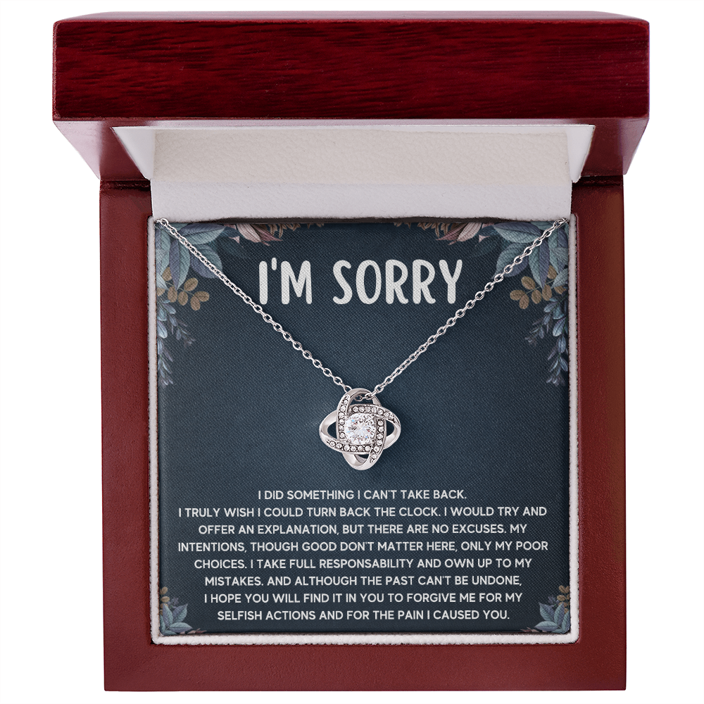 I'M SORRY POOR CHOICES LOVE KNOT NECKLACE GIFT SET
