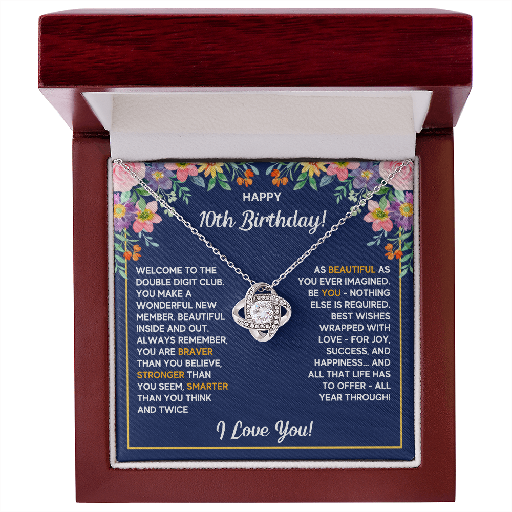 10TH BIRTHDAY LOVE KNOT NECKLACE GIFT SET
