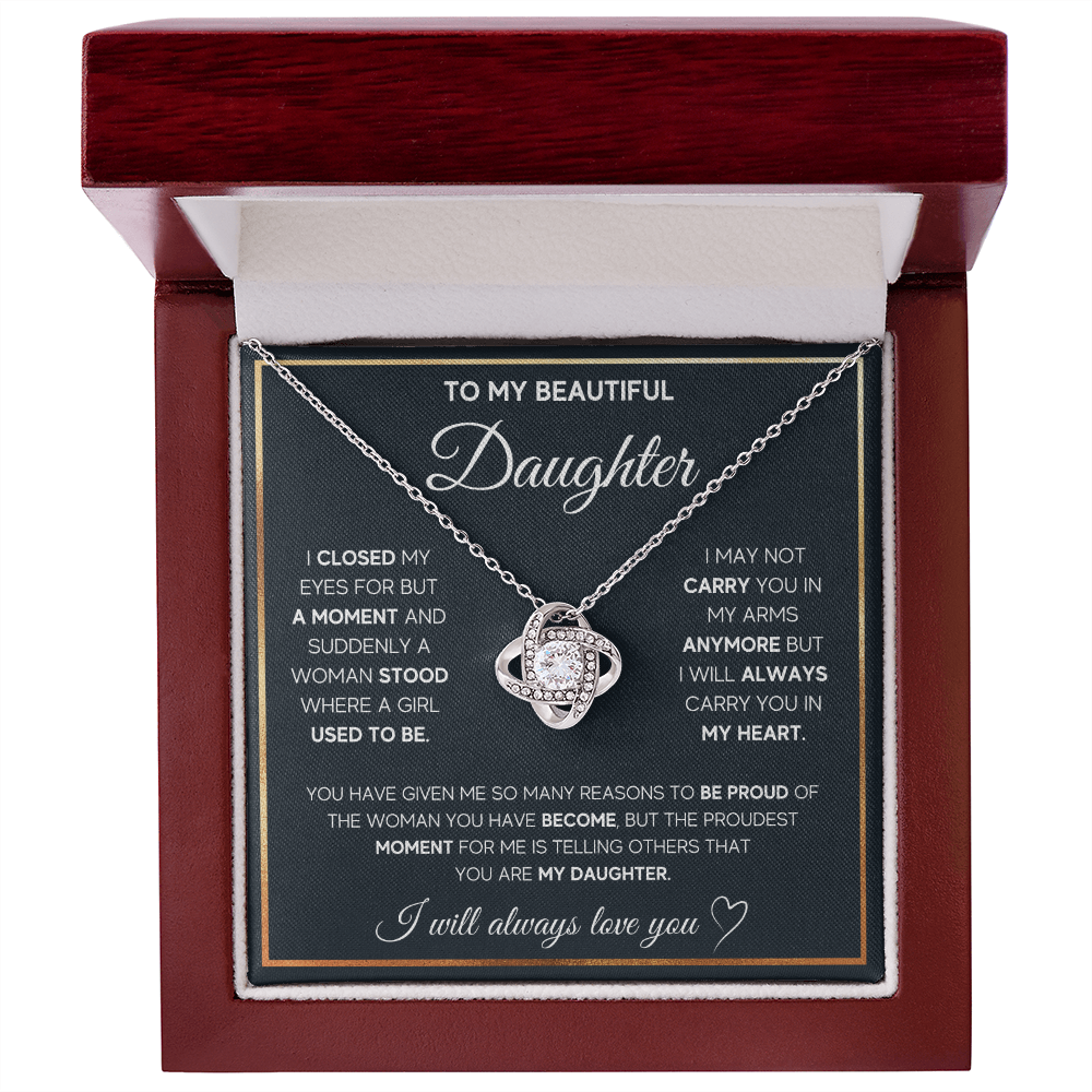 TO MY DAUGHTER PROUD LOVE KNOT NECKLACE GIFT SET