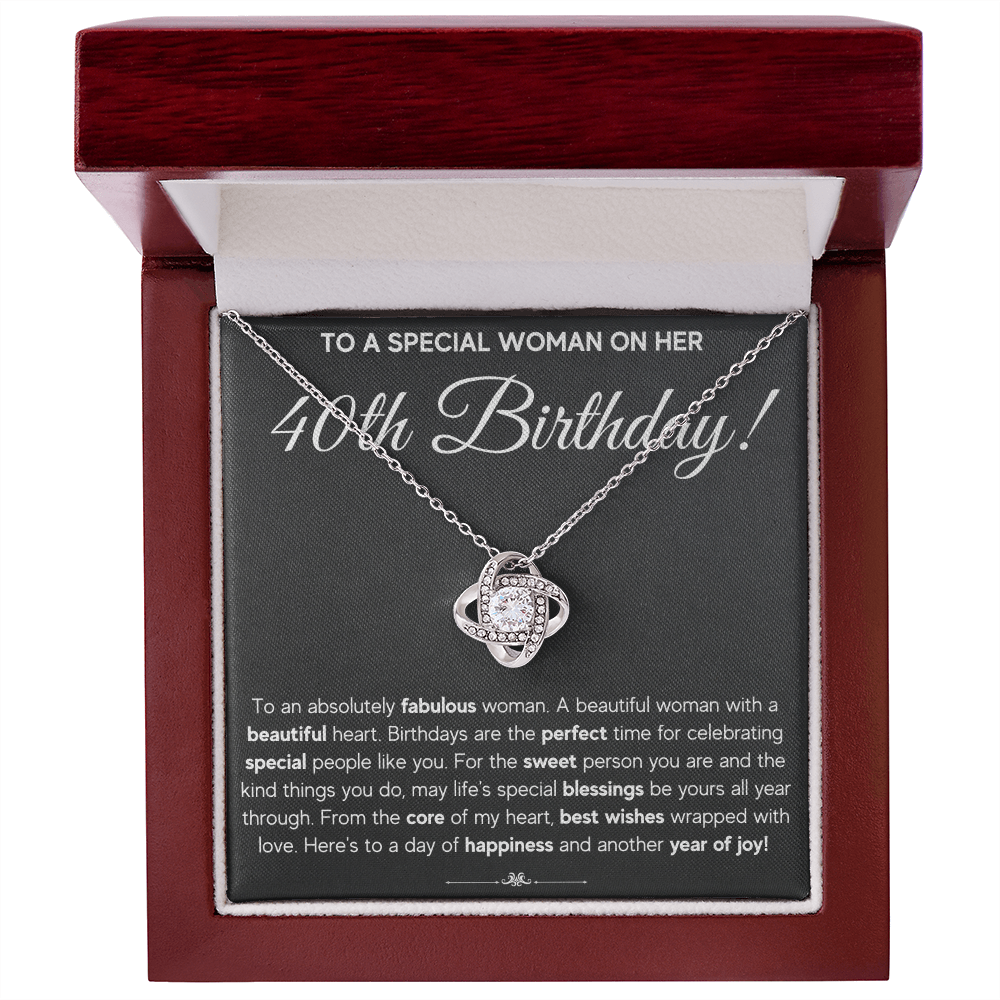 40TH BIRTHDAY FABULOUS LOVE KNOT NECKLACE GIFT SET
