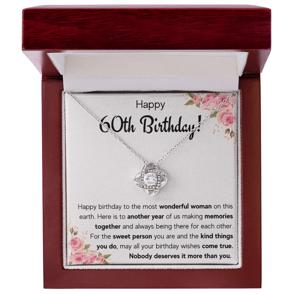 60TH BIRTHDAY MEMORIES LOVE KNOT NECKLACE GIFT SET
