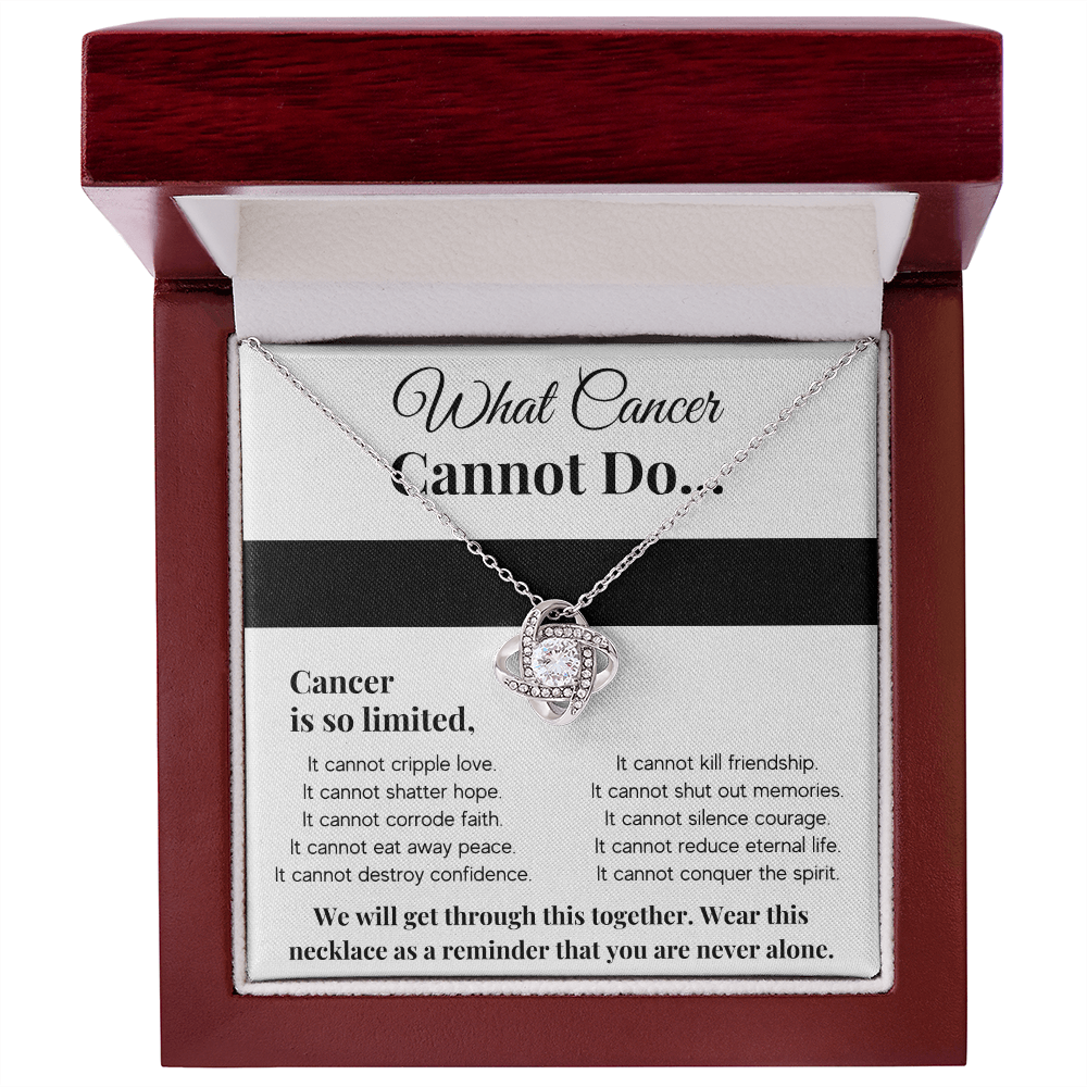 WHAT CANCER CANNOT DO LOVE KNOT NECKLACE GIFT SET