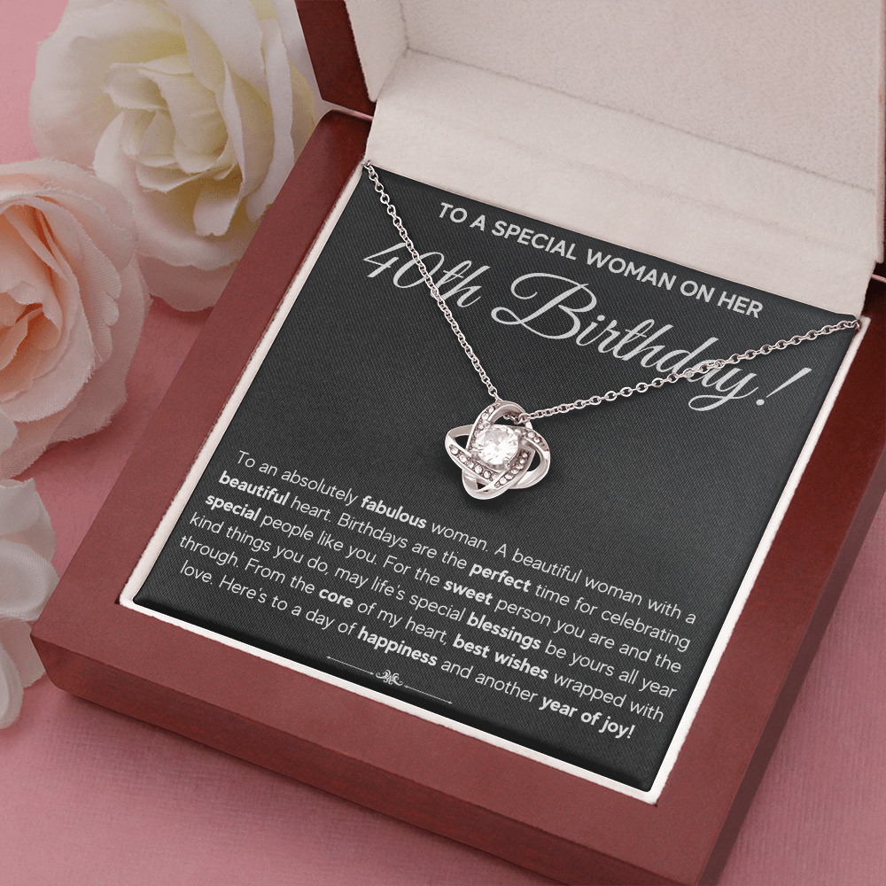 40TH BIRTHDAY FABULOUS LOVE KNOT NECKLACE GIFT SET