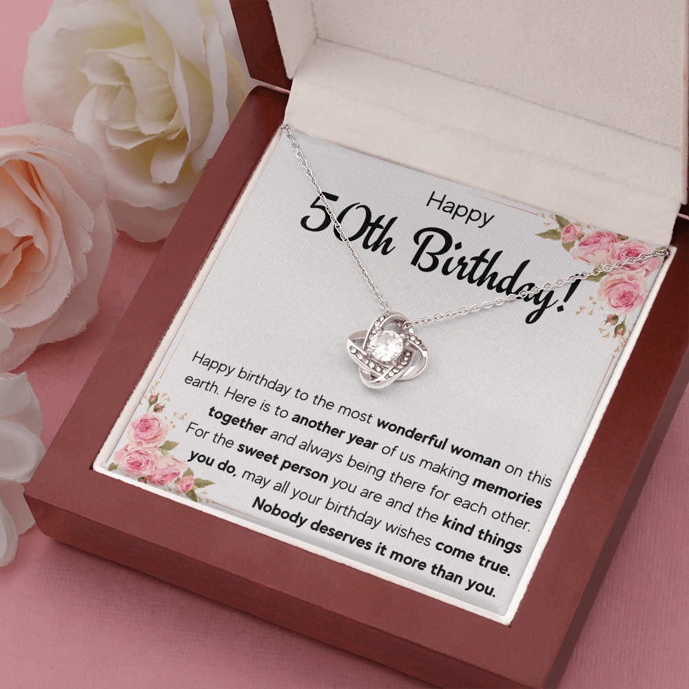50TH BIRTHDAY MEMORIES LOVE KNOT NECKLACE GIFT SET