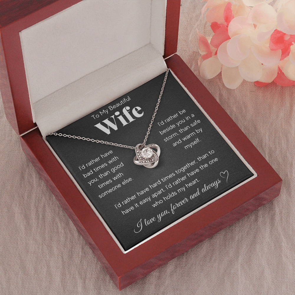 TO MY BEAUTIFUL WIFE RATHER LOVE KNOT NECKLACE GIFT SET