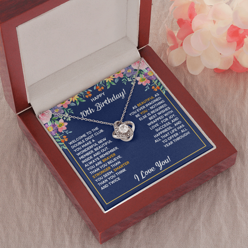 10TH BIRTHDAY LOVE KNOT NECKLACE GIFT SET