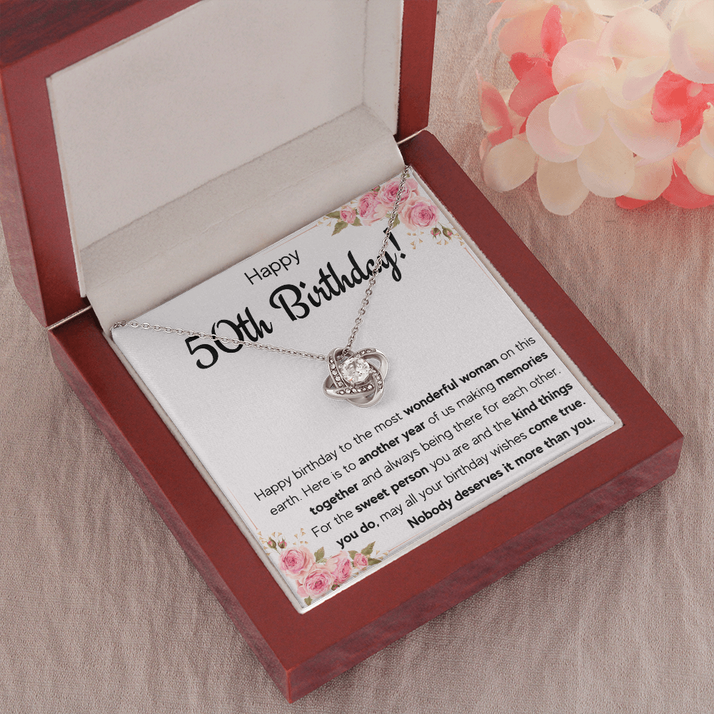 50TH BIRTHDAY MEMORIES LOVE KNOT NECKLACE GIFT SET