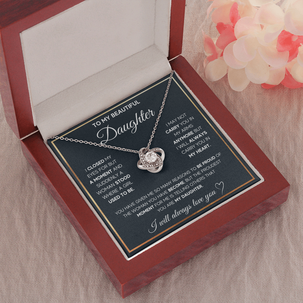TO MY DAUGHTER PROUD LOVE KNOT NECKLACE GIFT SET
