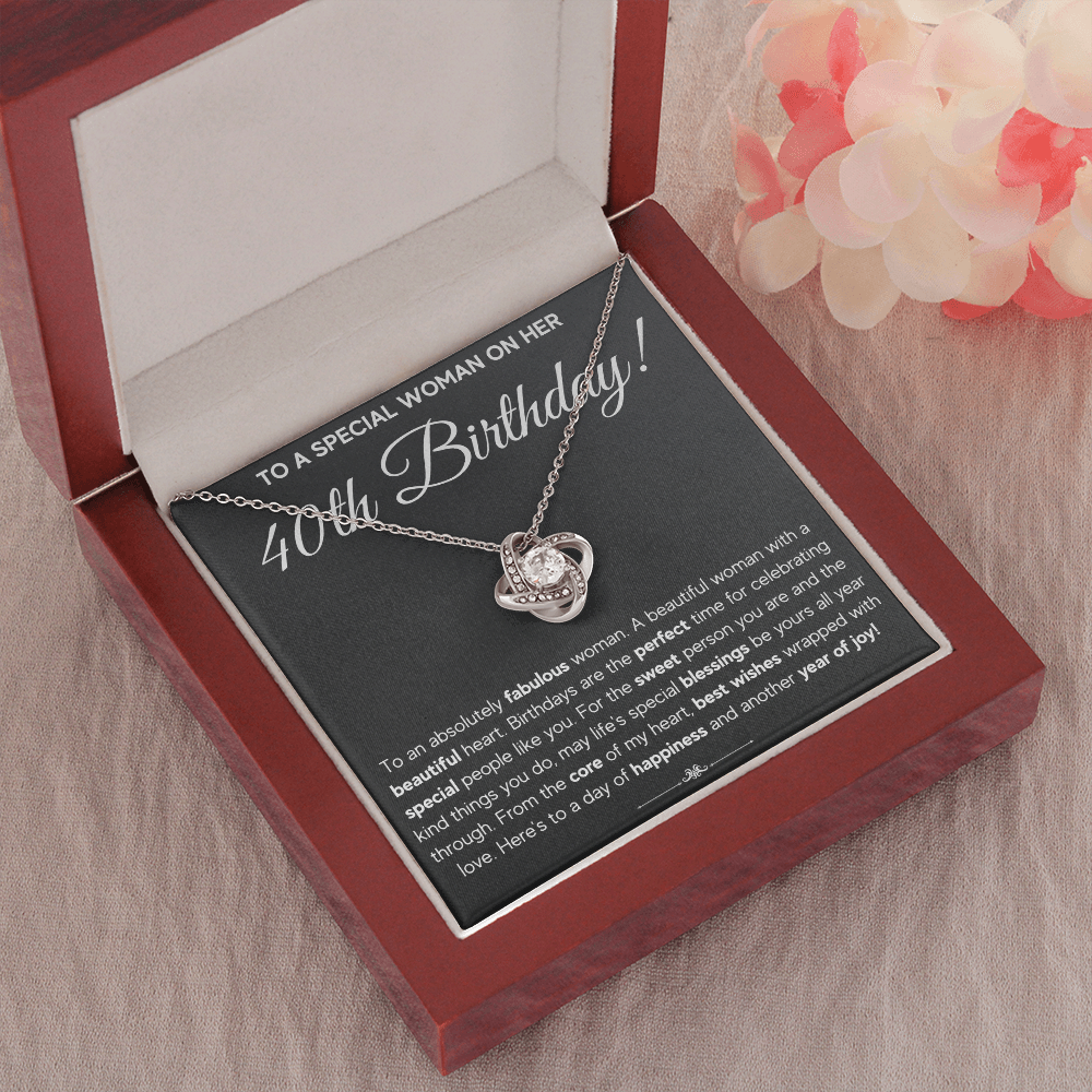 40TH BIRTHDAY FABULOUS LOVE KNOT NECKLACE GIFT SET