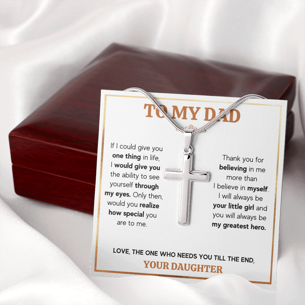TO MY DAD TILL THE END CROSS NECKLACE GIFT SET