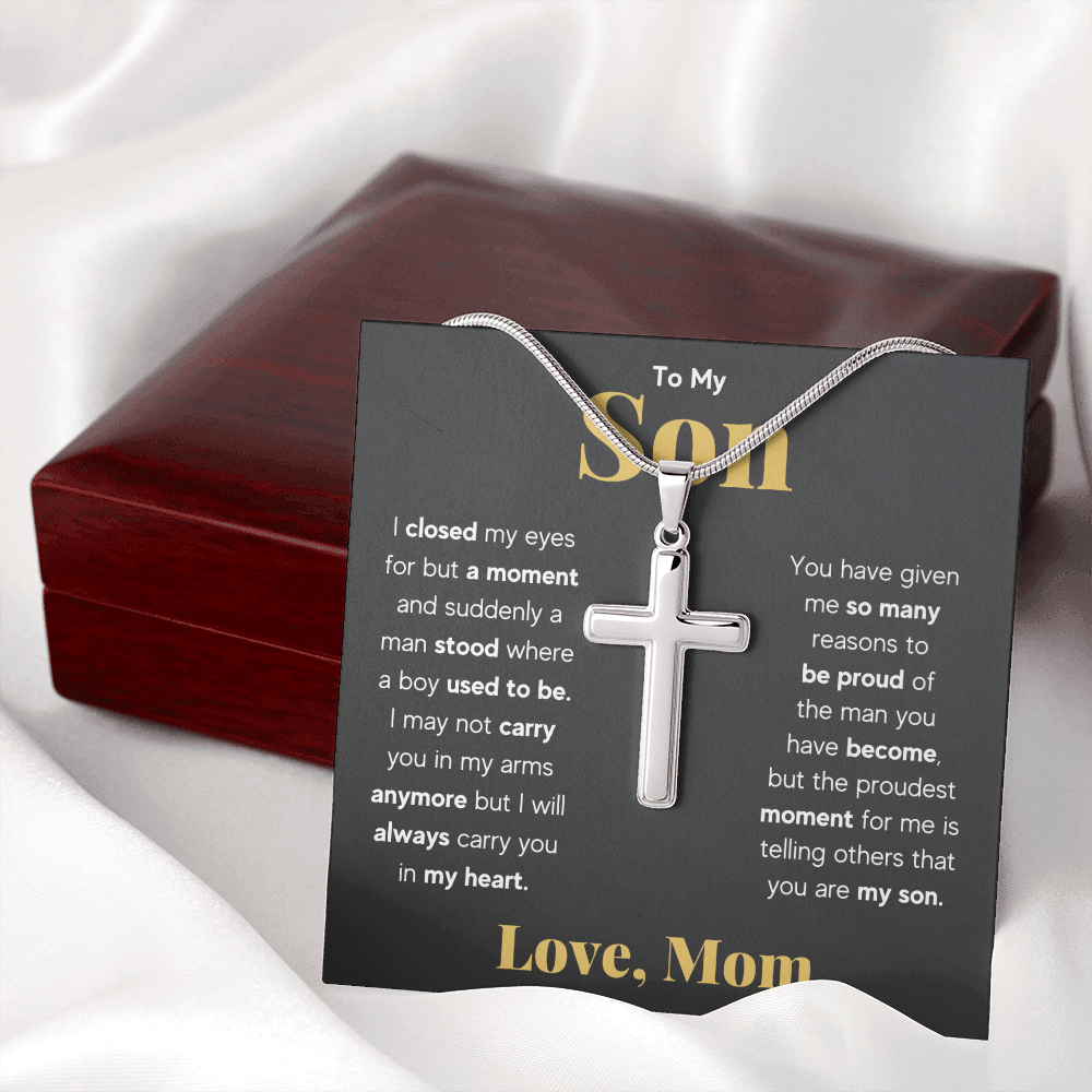 TO MY SON REASONS CROSS NECKLACE GIFT SET