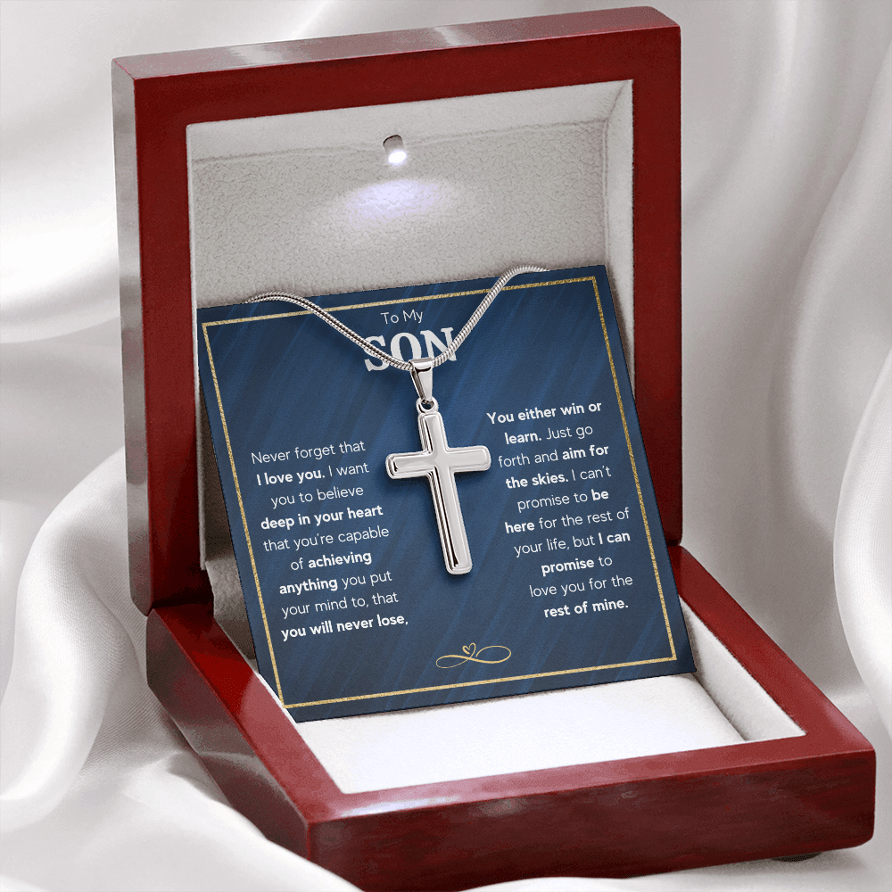 TO MY SON SKIES CROSS NECKLACE GIFT SET