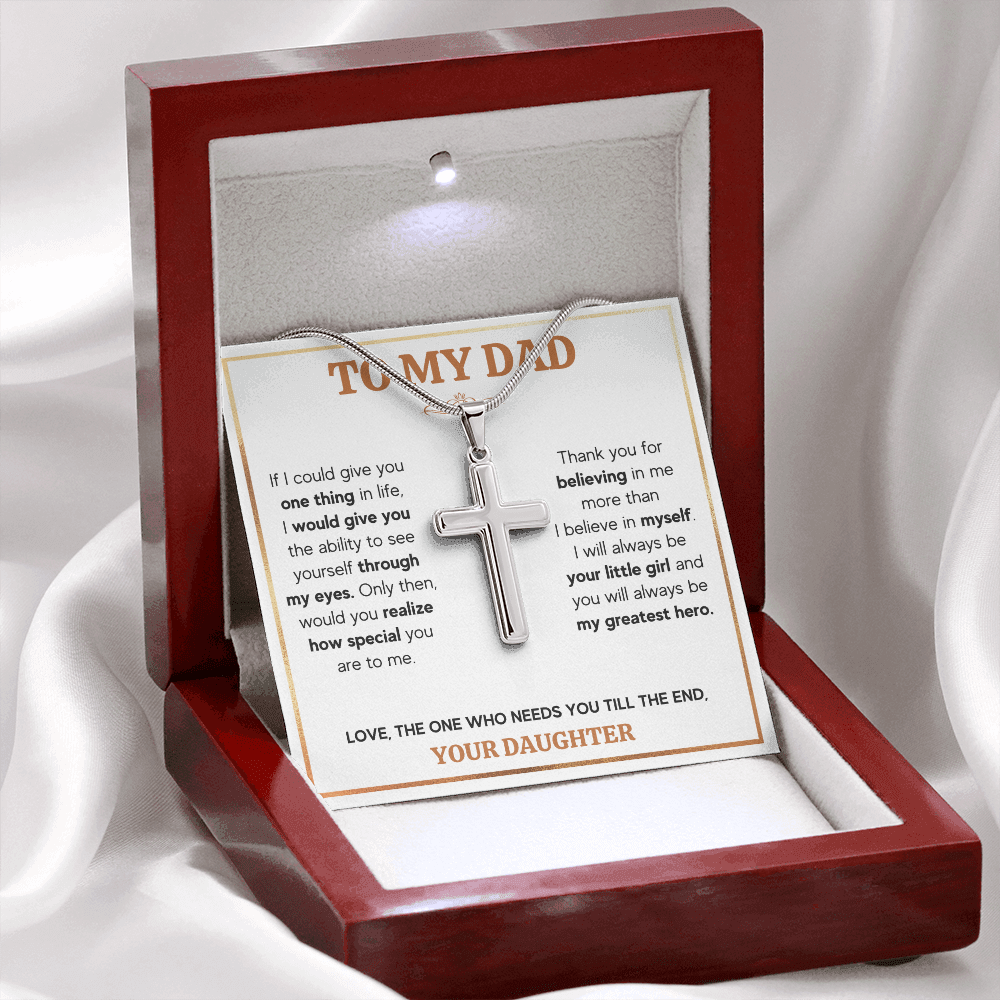 TO MY DAD TILL THE END CROSS NECKLACE GIFT SET