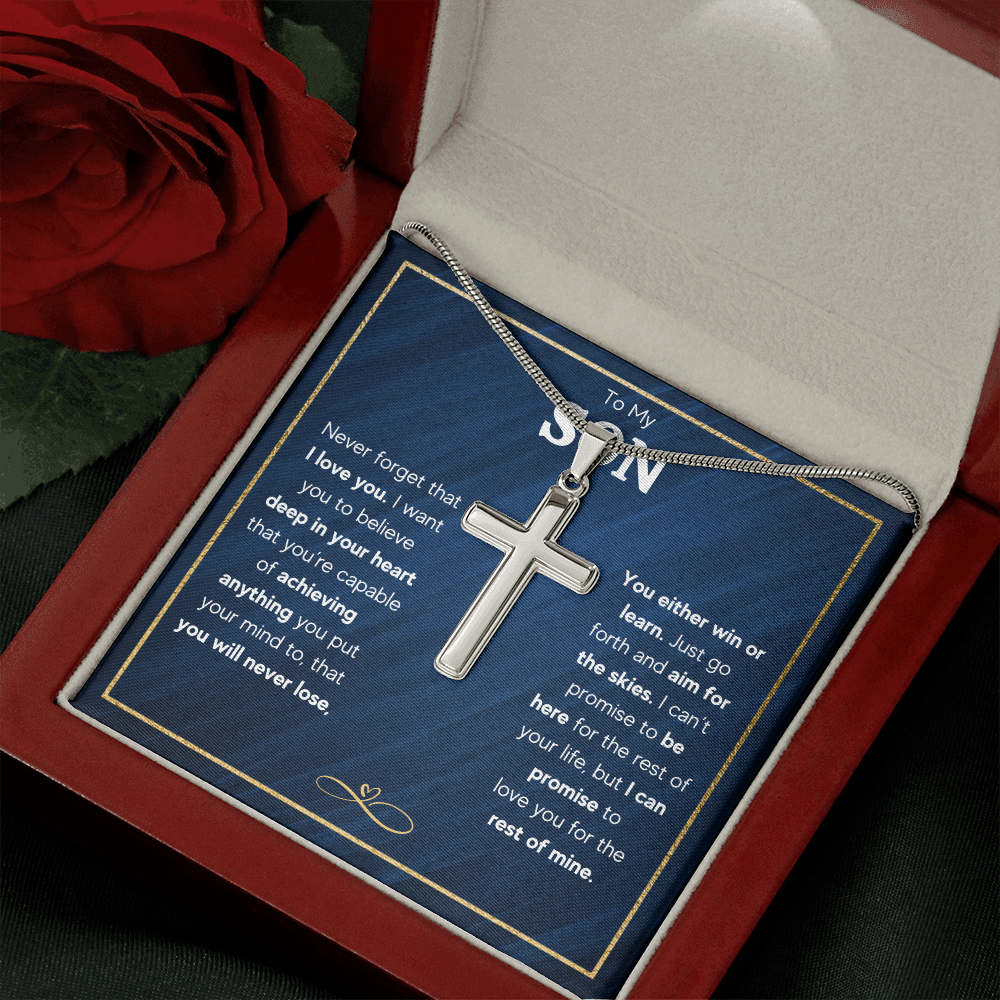 TO MY SON SKIES CROSS NECKLACE GIFT SET