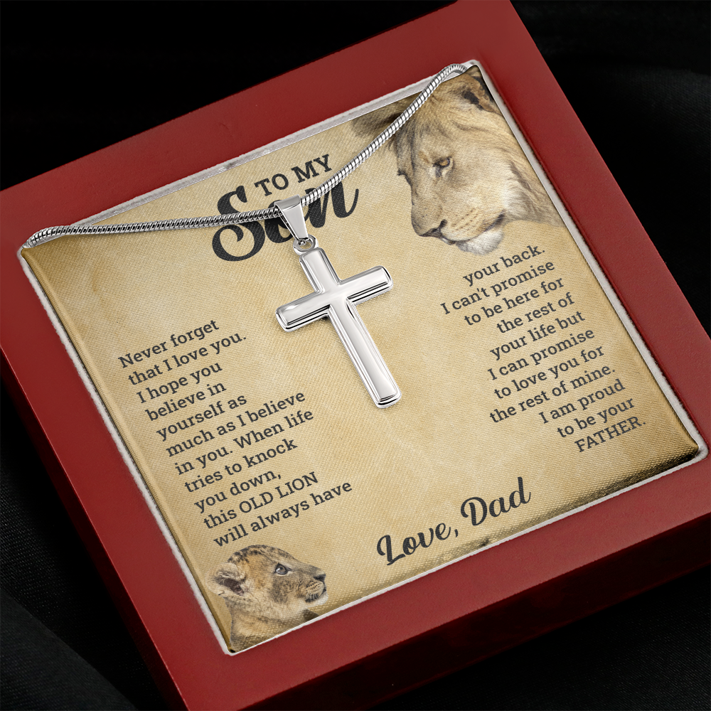 TO MY SON THIS OLD LION NECKLACE GIFT SET