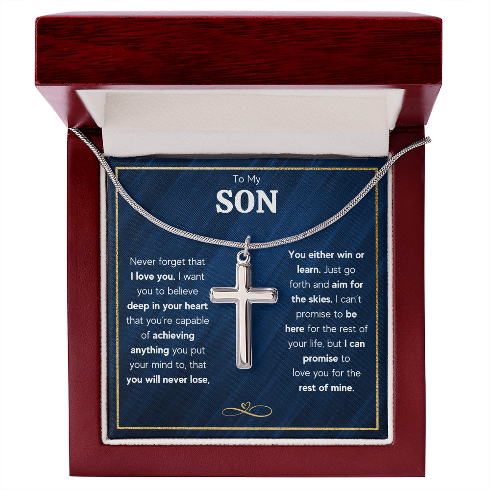 TO MY SON SKIES CROSS NECKLACE GIFT SET