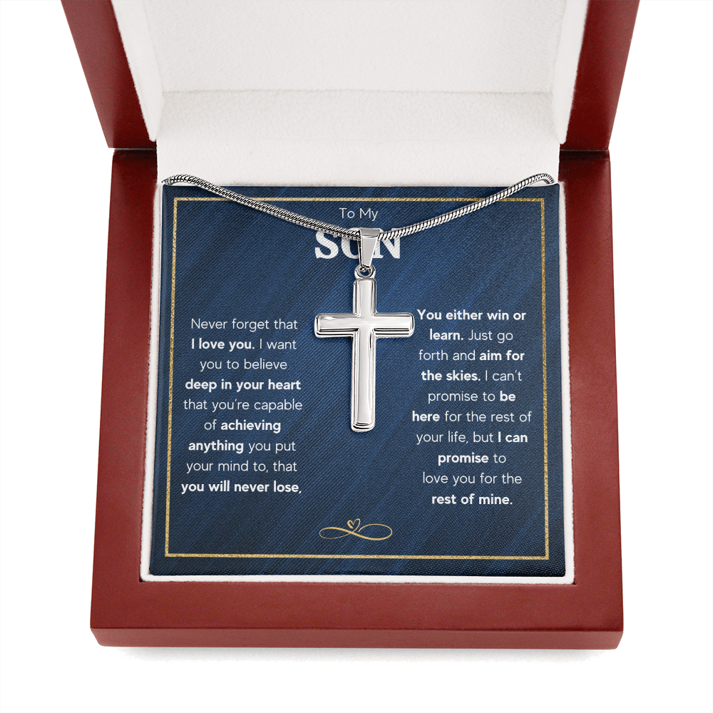 TO MY SON SKIES CROSS NECKLACE GIFT SET