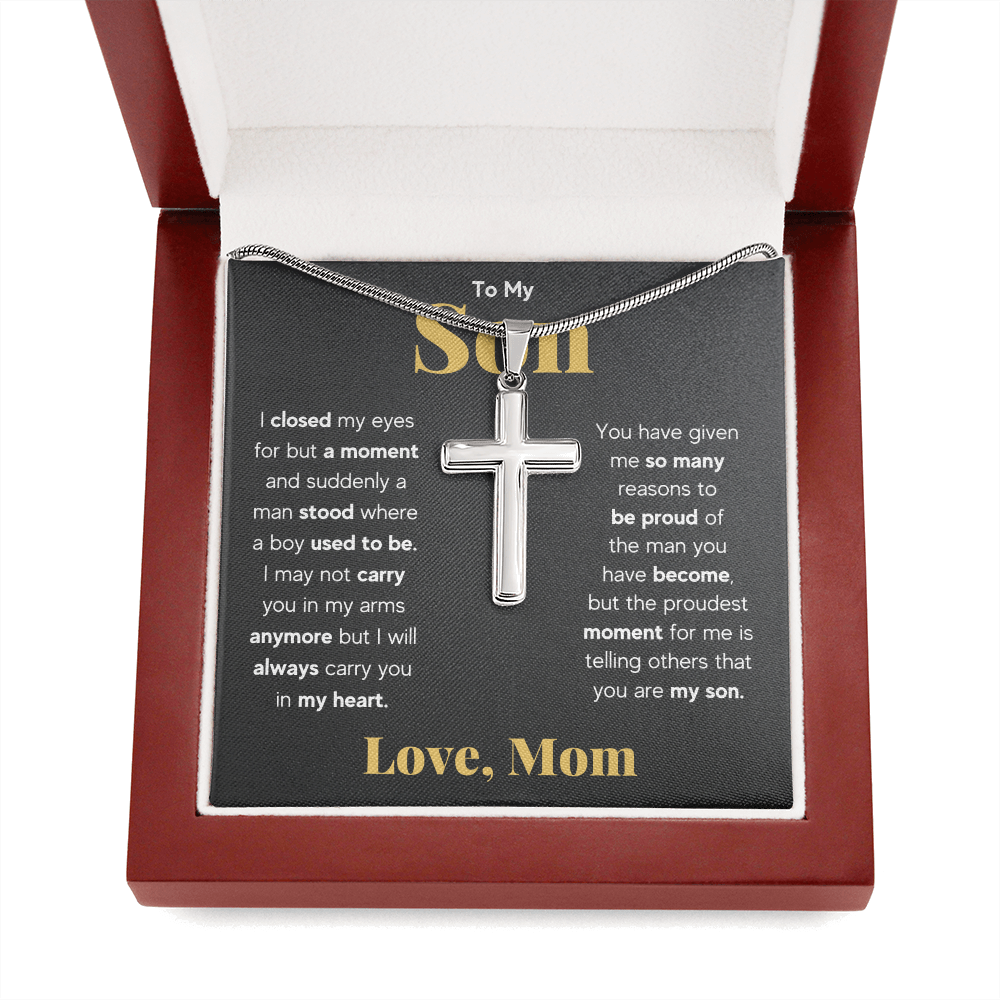 TO MY SON REASONS CROSS NECKLACE GIFT SET