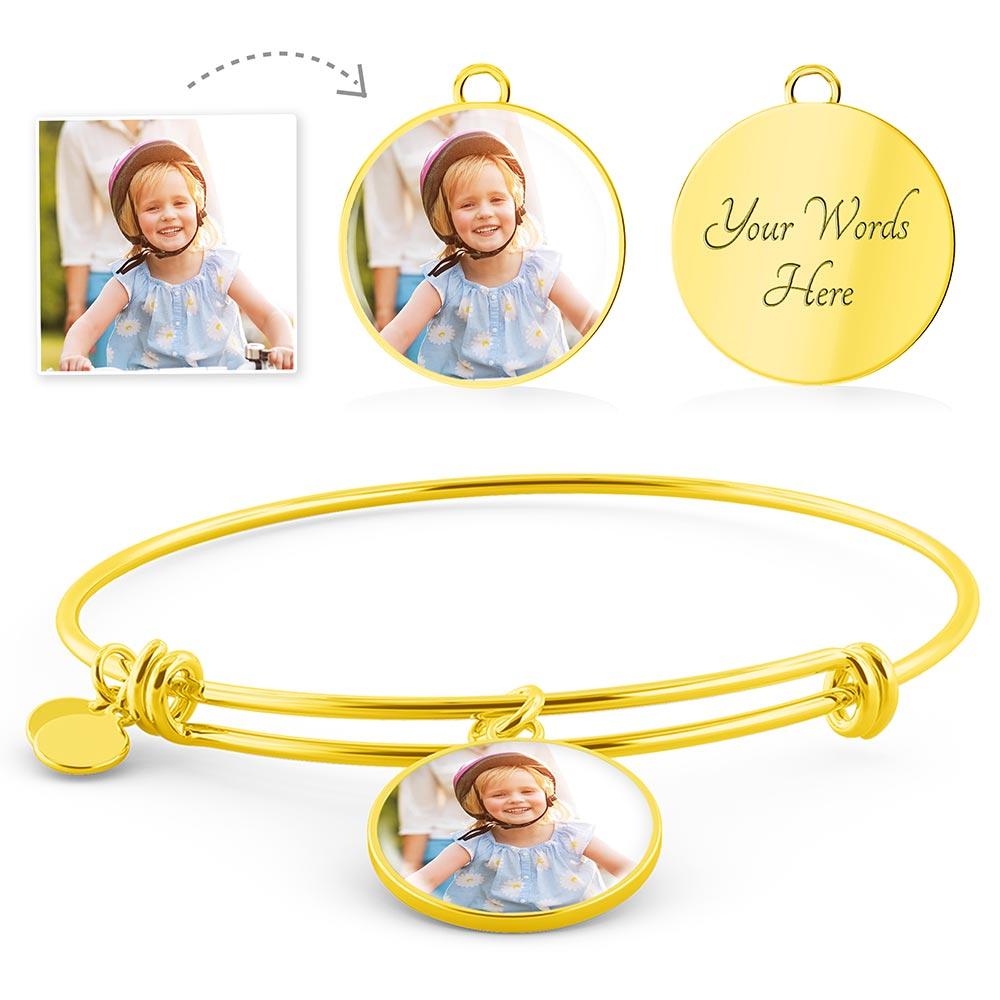 Personalized Circle Pendant Bangle | Upload Your Photo!