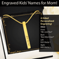 To Mom, Engraved Kids' Names, Stick Necklace