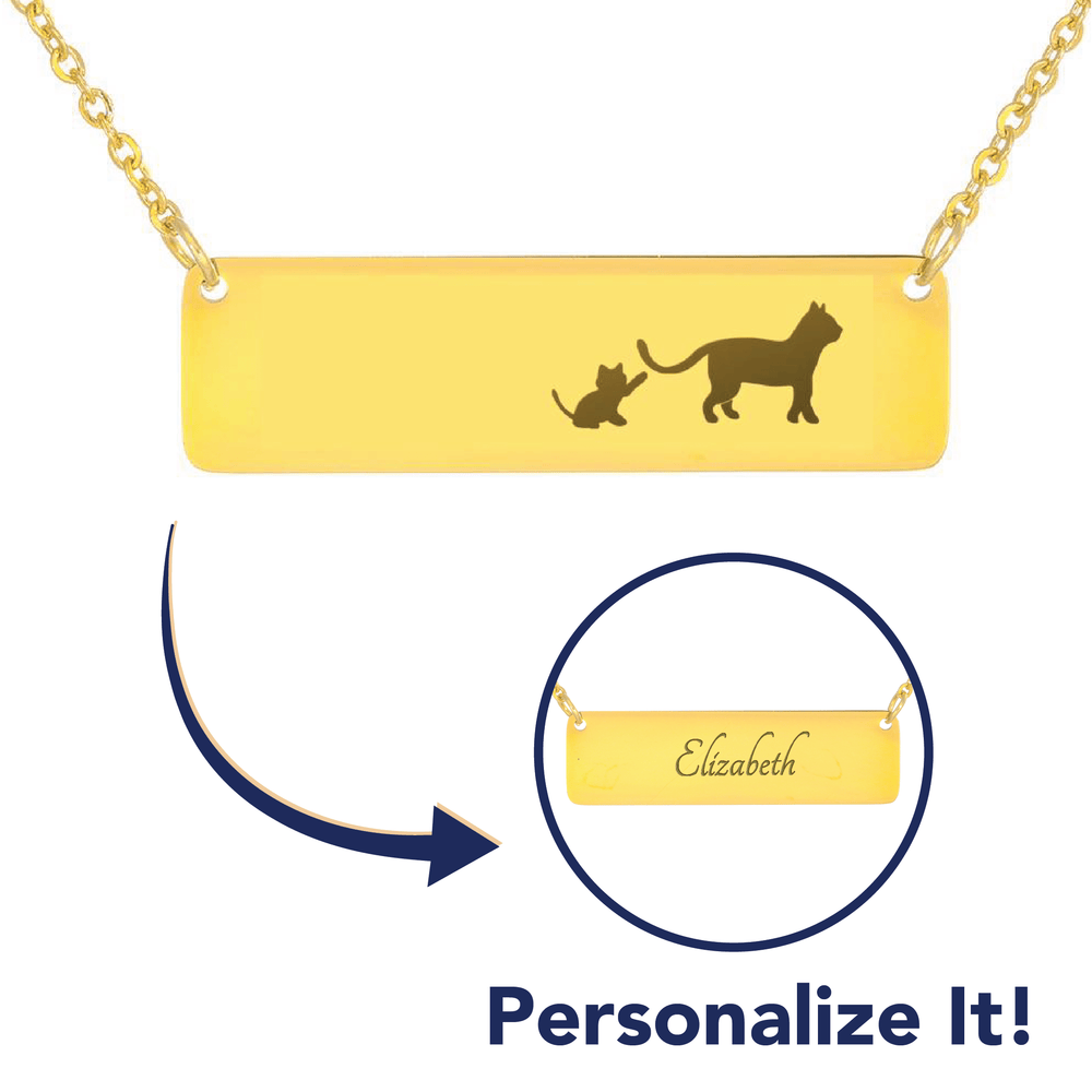 Personalized Mama Cat + 1 Kitten - Necklace