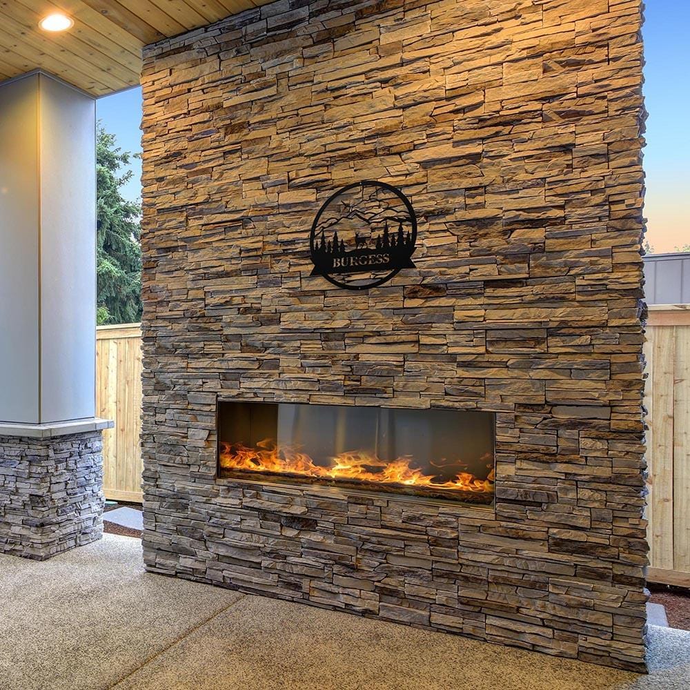 Metal Wall Art, Personalized, Family Name, Mountain Scene