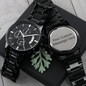 Men's Engraved Watch, Charcoal Black, Gift Watch