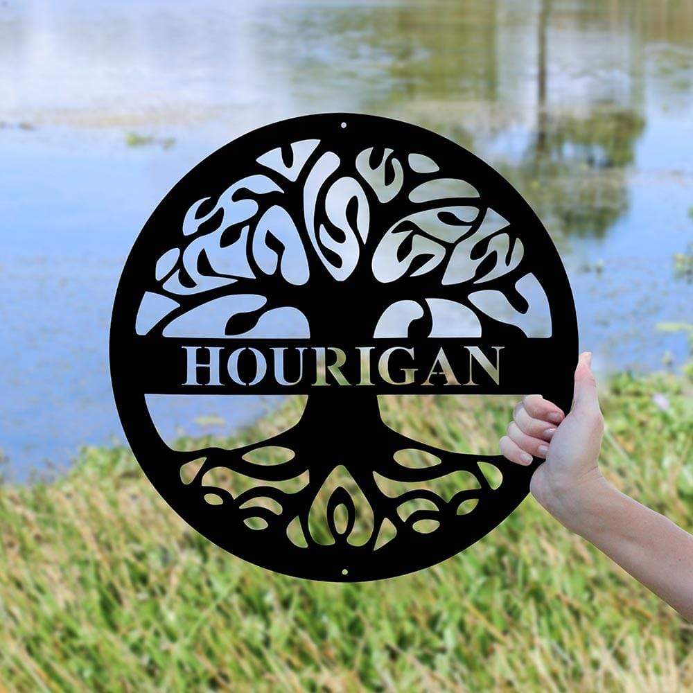 Metal Wall Art, Personalized, Family Name, Round Tree of Life