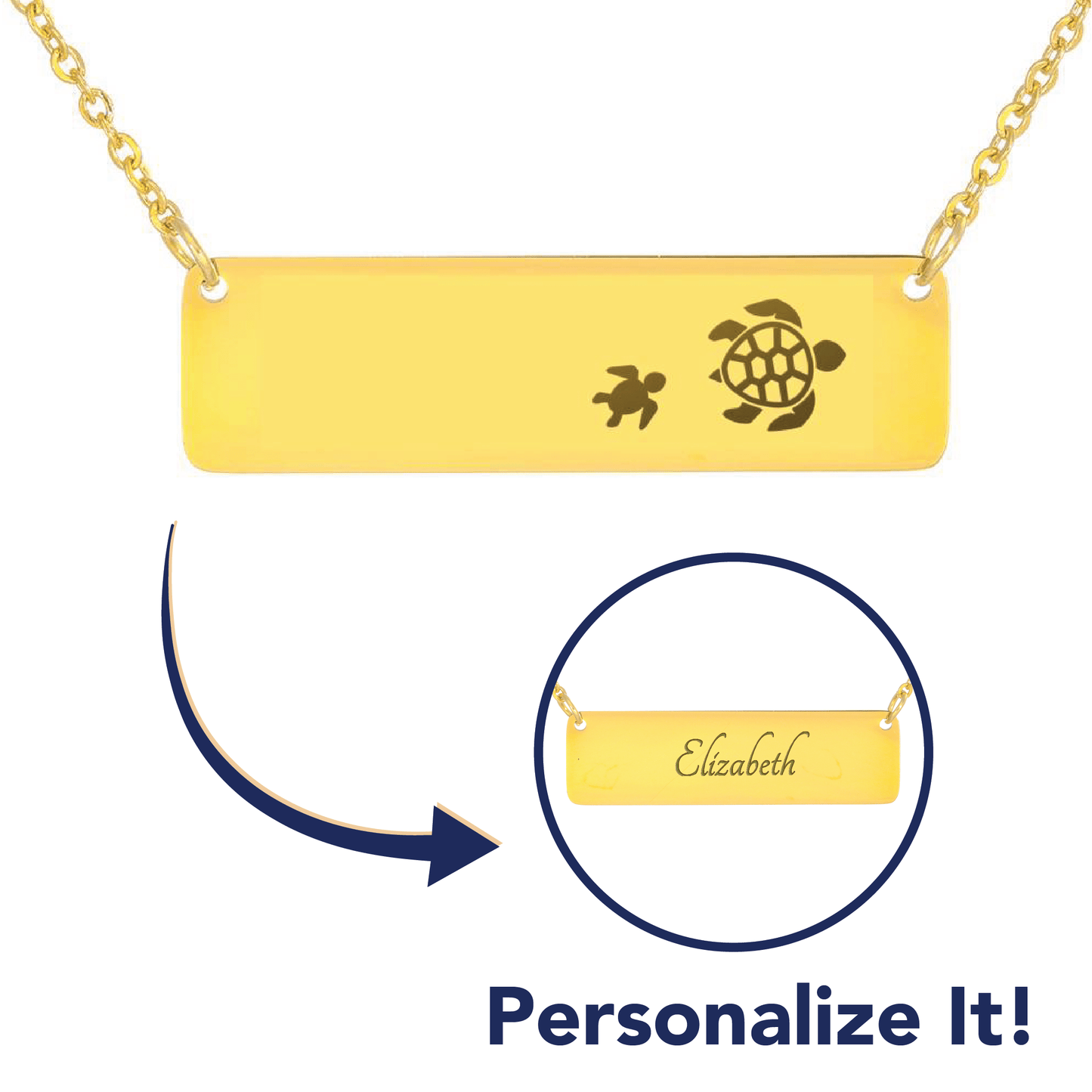 Personalized Mama Turtle + 1 Baby - Necklace