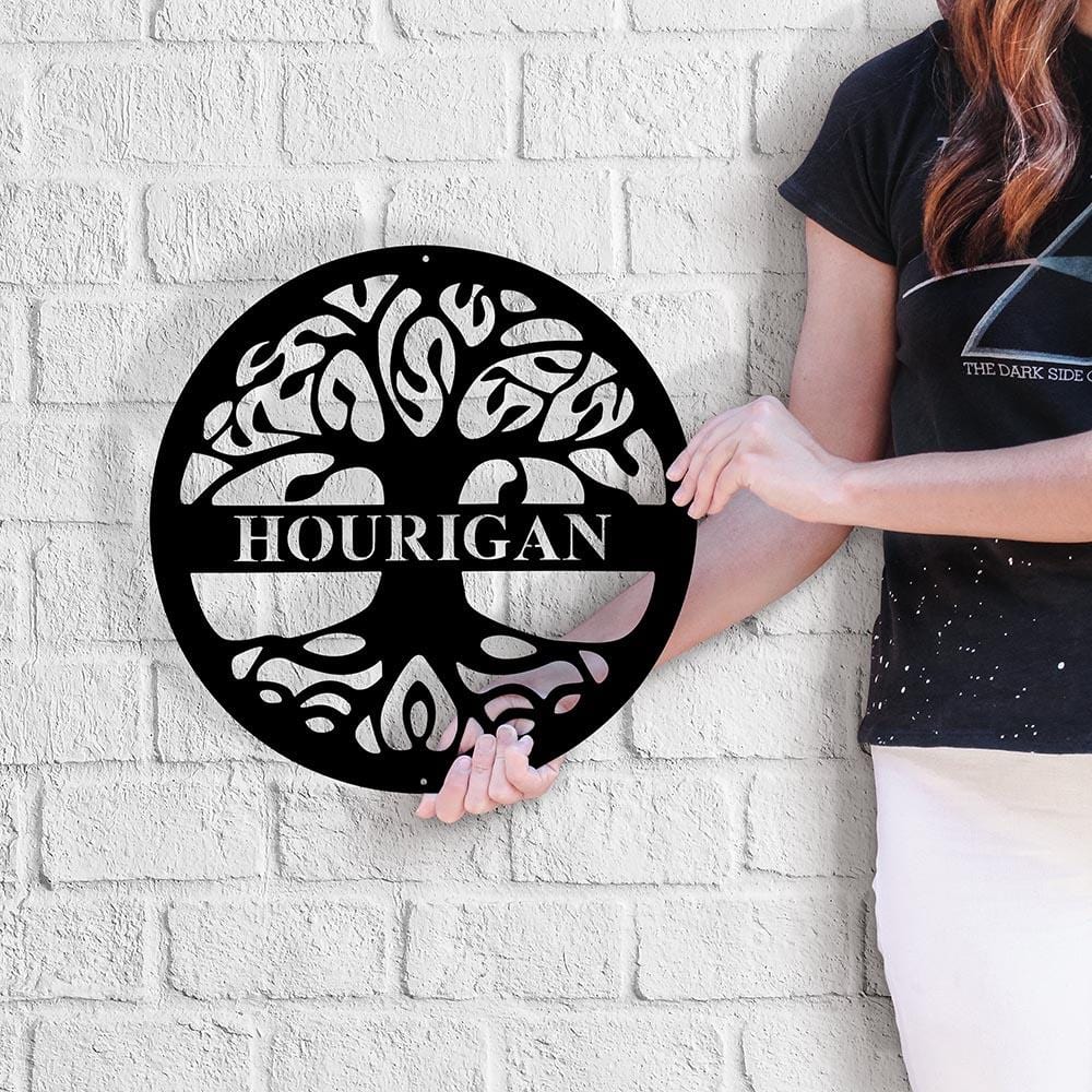 Metal Wall Art, Personalized, Family Name, Round Tree of Life