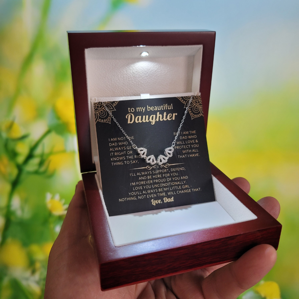 [To My Daughter] Magnet Clover Heart Necklace