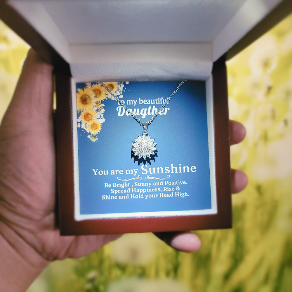 [To my daughter] - Spinning Sunflower necklace w/ Message Card