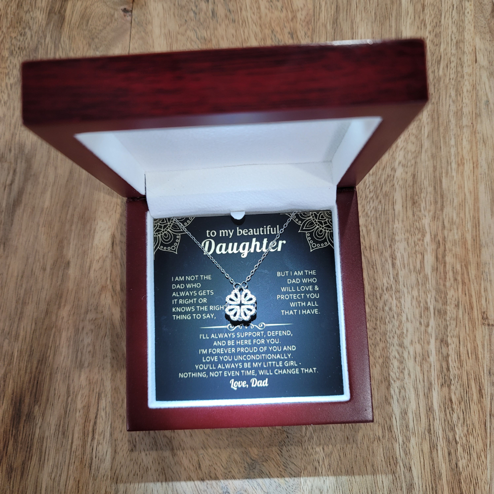 [To My Daughter] Magnet Clover Heart Necklace