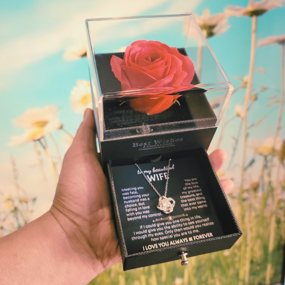 [To my wife] - One Rose, One Love box w/ Romantic Message Card