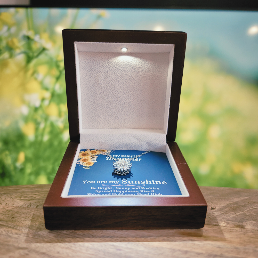 [To my daughter] - Spinning Sunflower necklace w/ Message Card