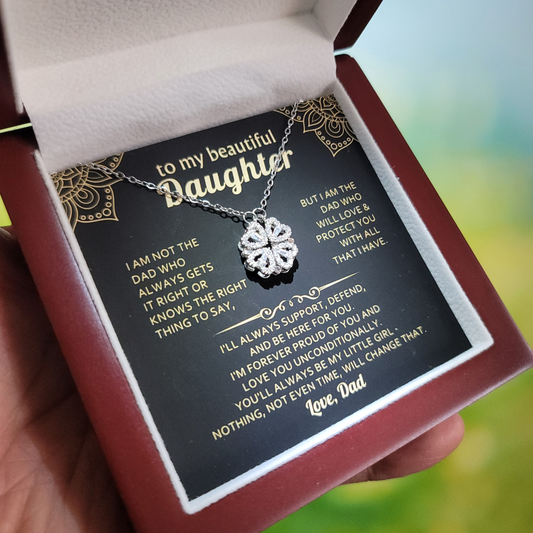 [To My Daughter] Magnet Clover Heart Necklace