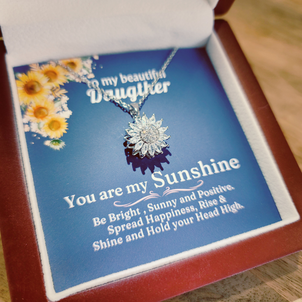 [To my daughter] - Spinning Sunflower necklace w/ Message Card