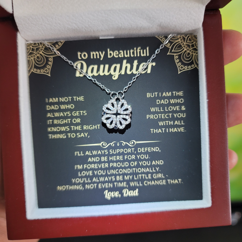 [To My Daughter] Magnet Clover Heart Necklace