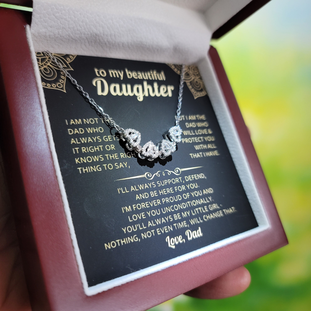 [To My Daughter] Magnet Clover Heart Necklace