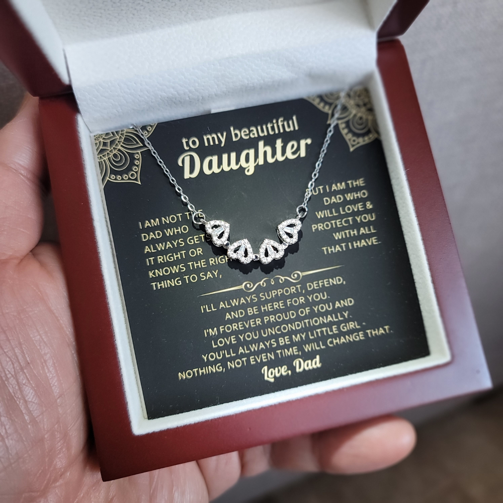 [To My Daughter] Magnet Clover Heart Necklace