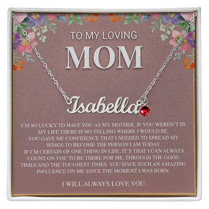 TO MY LOVING MOM CUSTOM NAME NECKLACE WITH BIRTHSTONE