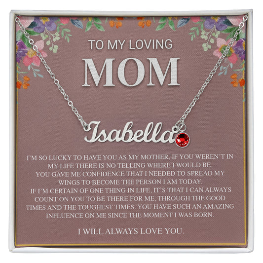 TO MY LOVING MOM CUSTOM NAME NECKLACE WITH BIRTHSTONE