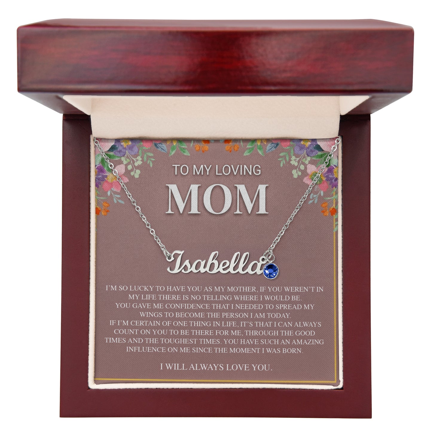 TO MY LOVING MOM CUSTOM NAME NECKLACE WITH BIRTHSTONE