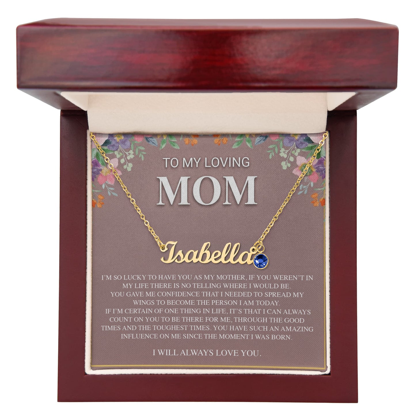 TO MY LOVING MOM CUSTOM NAME NECKLACE WITH BIRTHSTONE