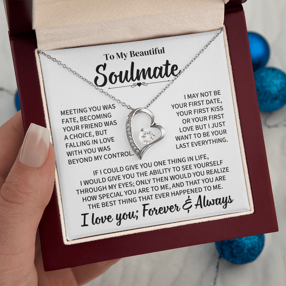 TO MY BEAUTIFUL SOULMATE THROUGH MY EYES FOREVER LOVE NECKLACE GIFT SET