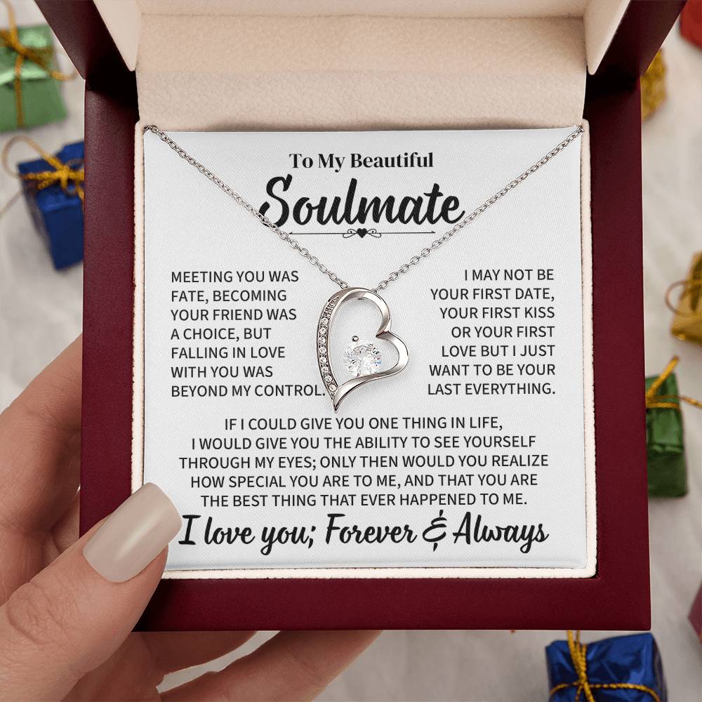 TO MY BEAUTIFUL SOULMATE THROUGH MY EYES FOREVER LOVE NECKLACE GIFT SET