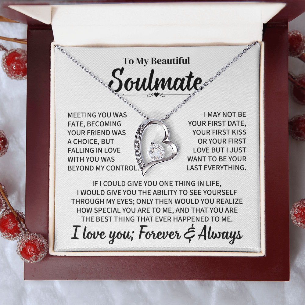 TO MY BEAUTIFUL SOULMATE THROUGH MY EYES FOREVER LOVE NECKLACE GIFT SET