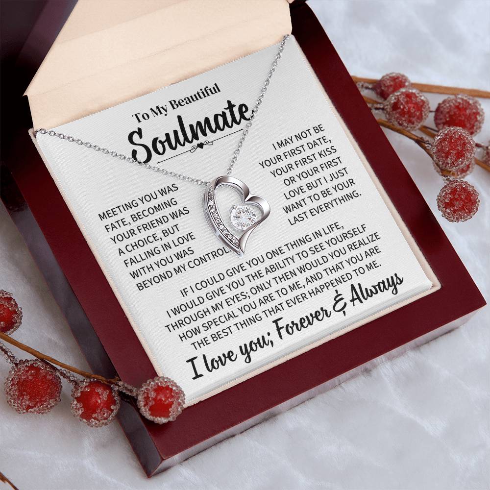 TO MY BEAUTIFUL SOULMATE THROUGH MY EYES FOREVER LOVE NECKLACE GIFT SET