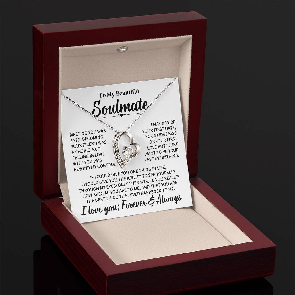 TO MY BEAUTIFUL SOULMATE THROUGH MY EYES FOREVER LOVE NECKLACE GIFT SET