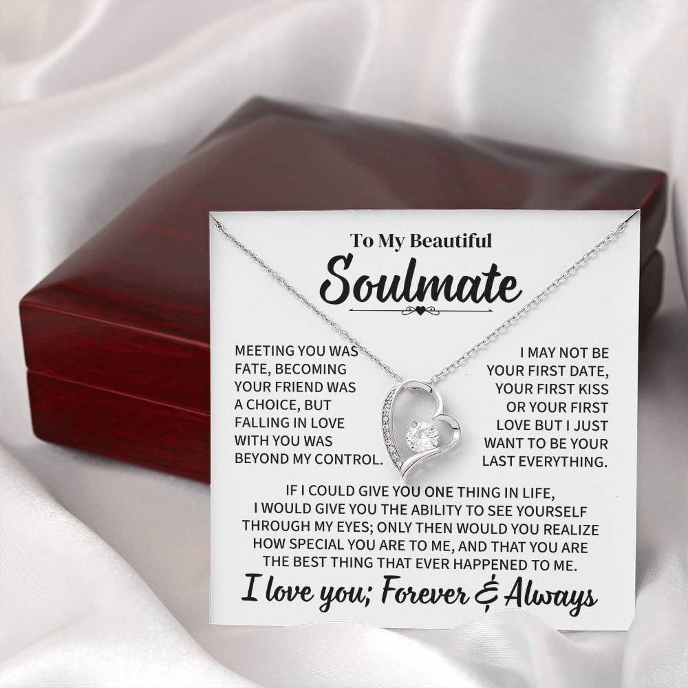 TO MY BEAUTIFUL SOULMATE THROUGH MY EYES FOREVER LOVE NECKLACE GIFT SET